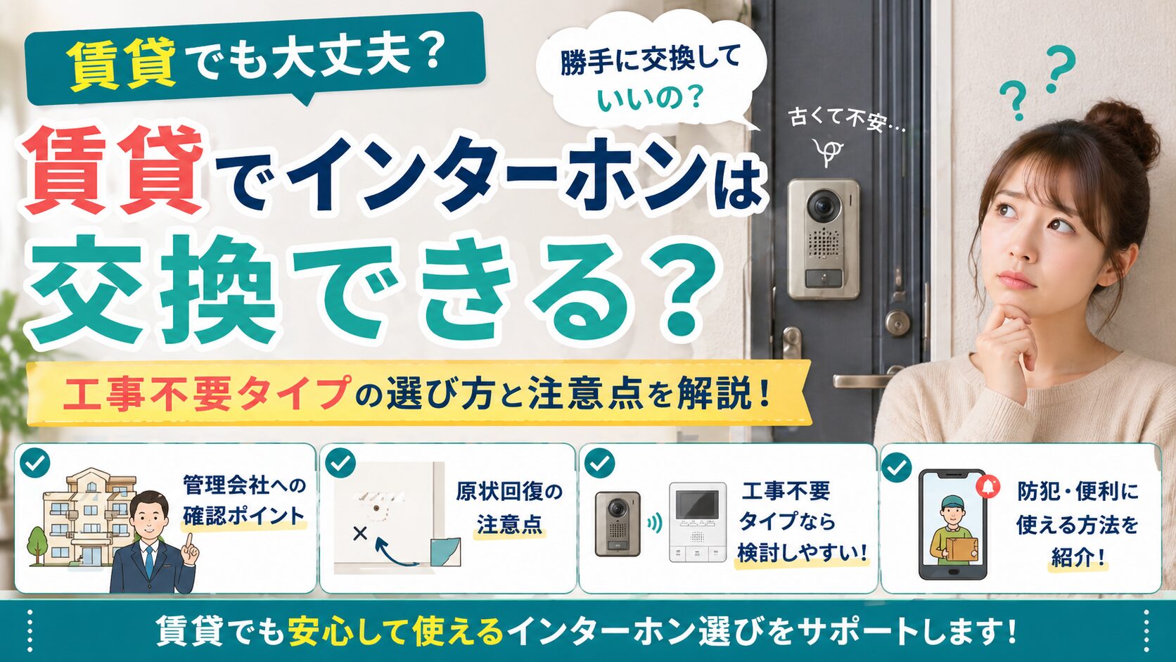 賃貸でインターホンを交換できるか確認するイメージ