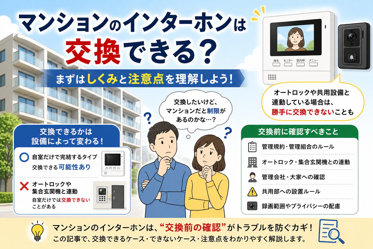 マンションのインターホンを勝手に交換しない方がいいケース