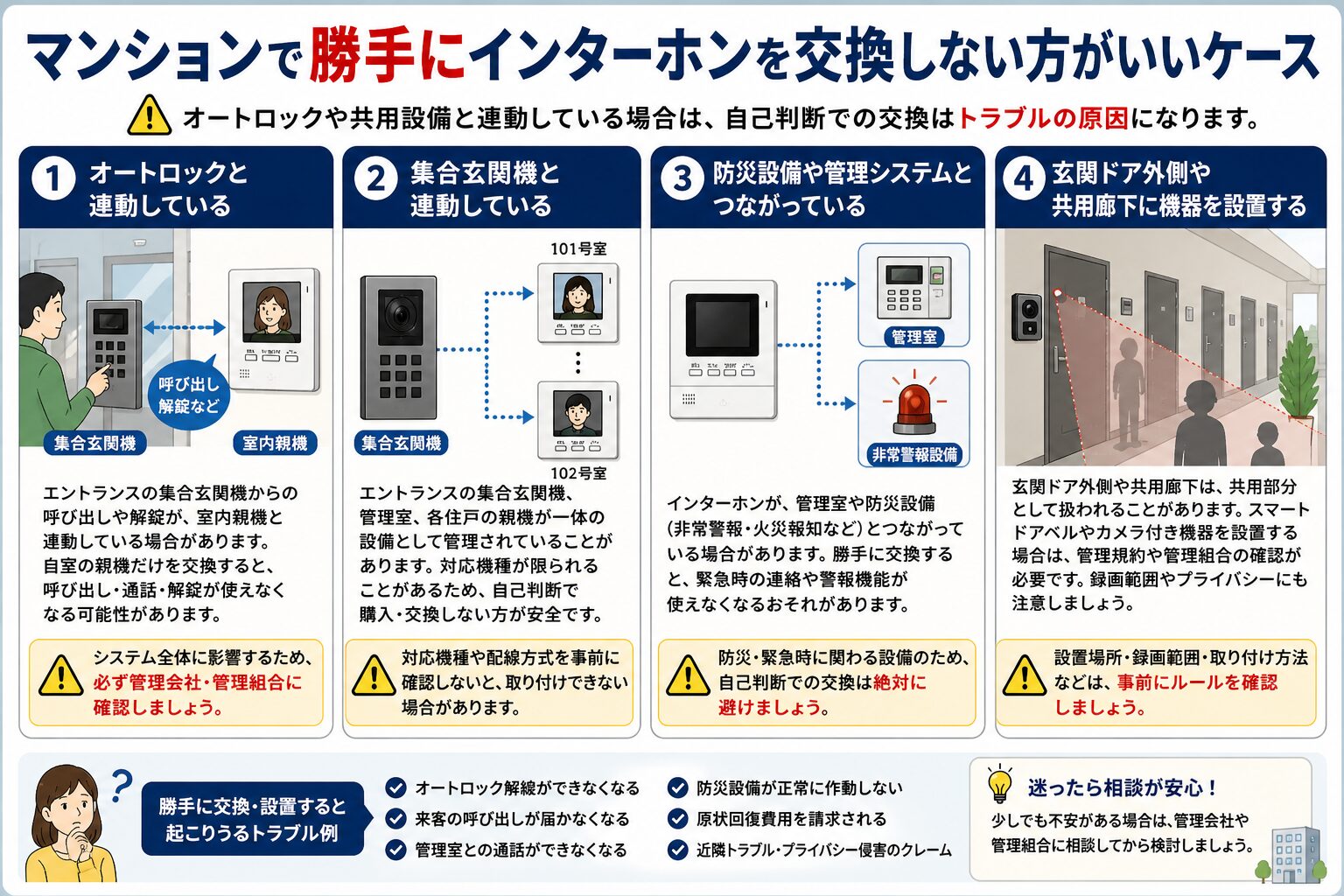 マンションのインターホンを勝手に交換しない方がいいケース