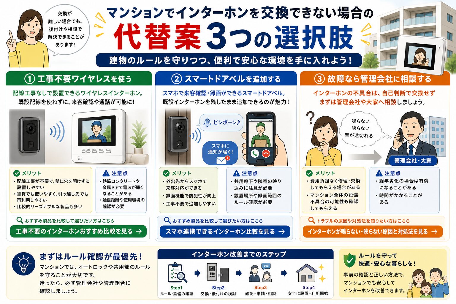 マンションでインターホン交換できない場合の代替案