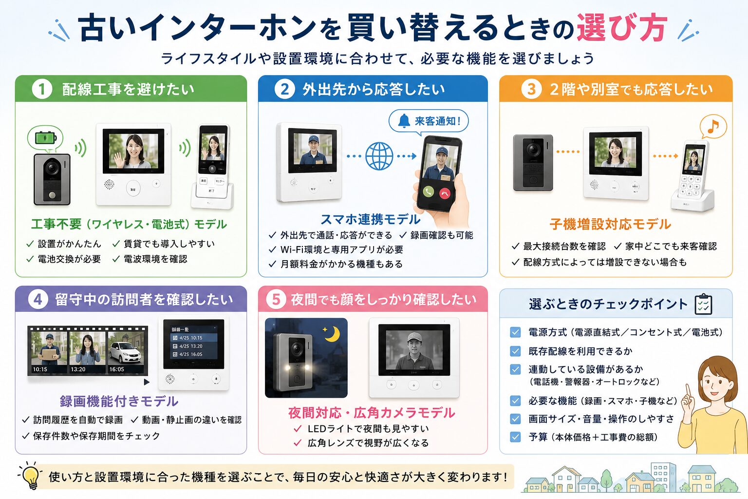 古いインターホンを買い替えるときの選び方