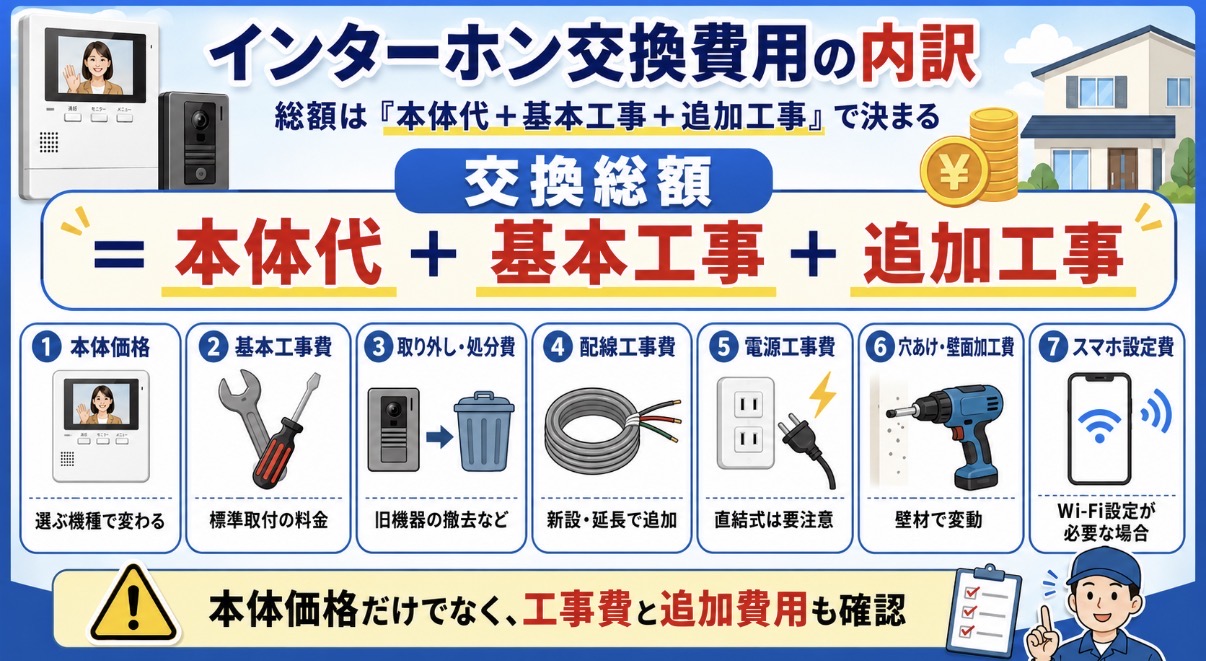 インターホン交換費用の内訳