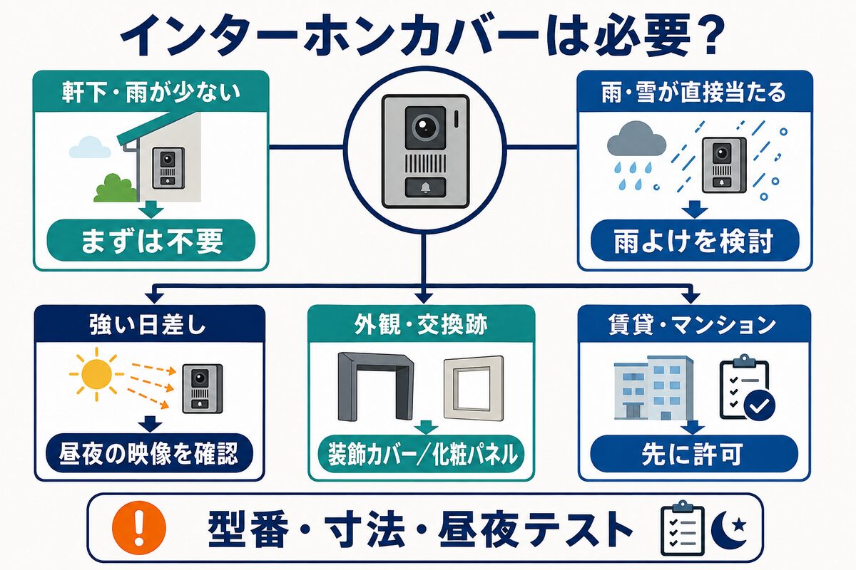 設置環境からインターホンカバーの必要性を判断するフローチャート